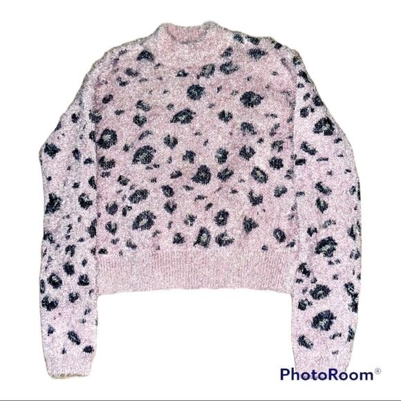 Candies Size XS Cheetah Print Blush Pink Furry Sweater - Picture 1 of 5